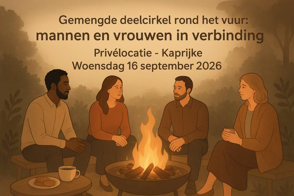 Gemengde deelcirkel rond het vuur: mannen en vrouwen in verbinding